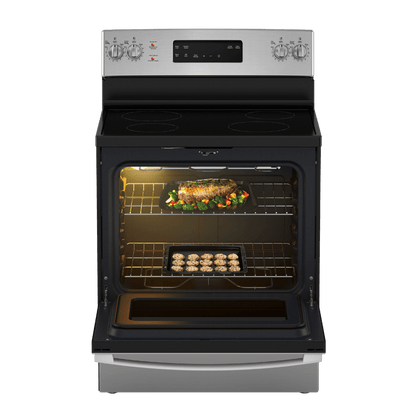 Cuisinière électrique 30″ GE avec four autonettoyant de 5 pi³ inox (déballée)