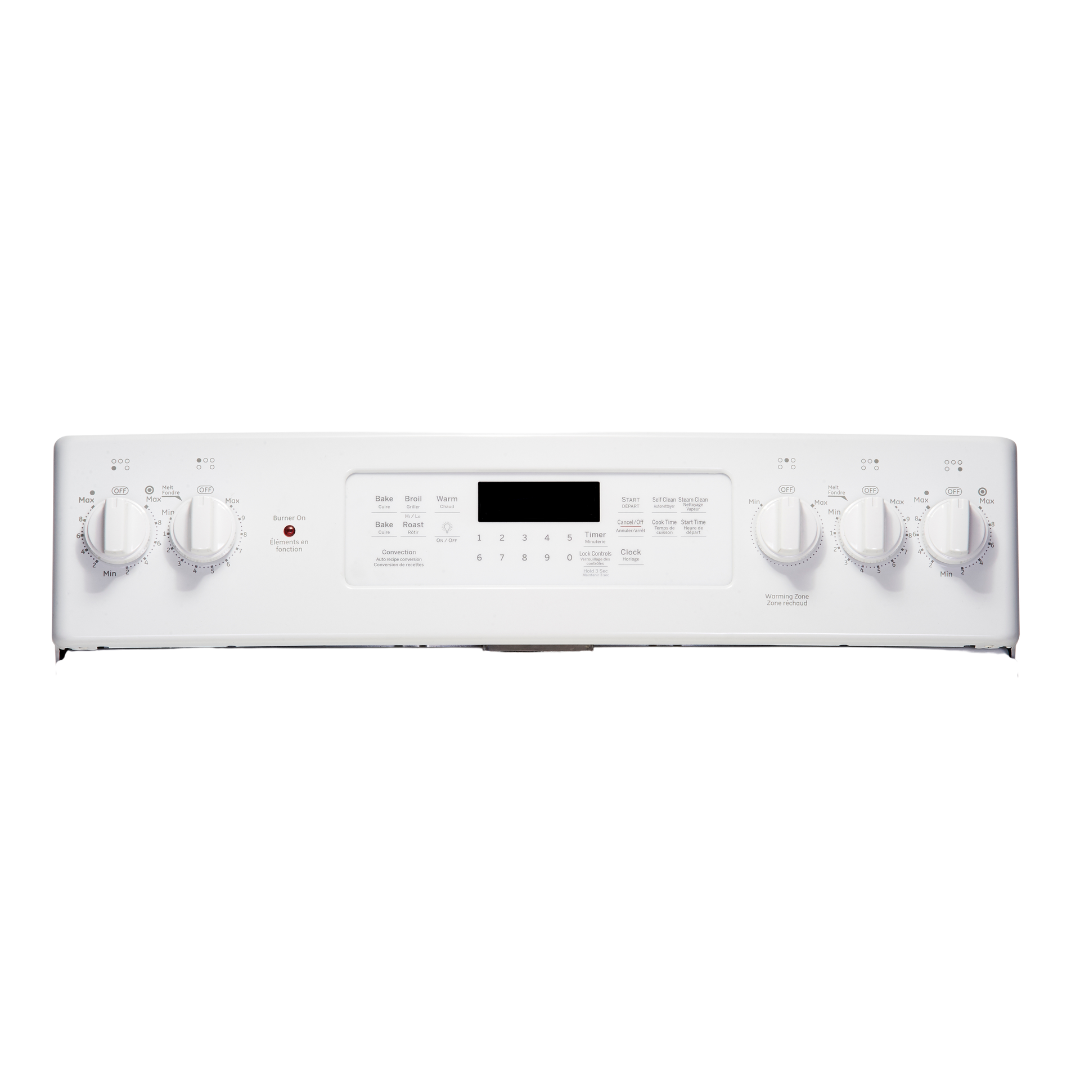 Cuisinière électrique à convection véritable 30″ GE avec four de 5 pi³ blanche (déballée)