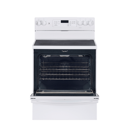 Cuisinière électrique à convection véritable 30″ GE avec four de 5 pi³ blanche (déballée)