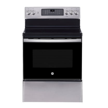Cuisinière électrique à convection véritable 30″ GE avec four de 5 pi³ acier inoxydable (déballée)