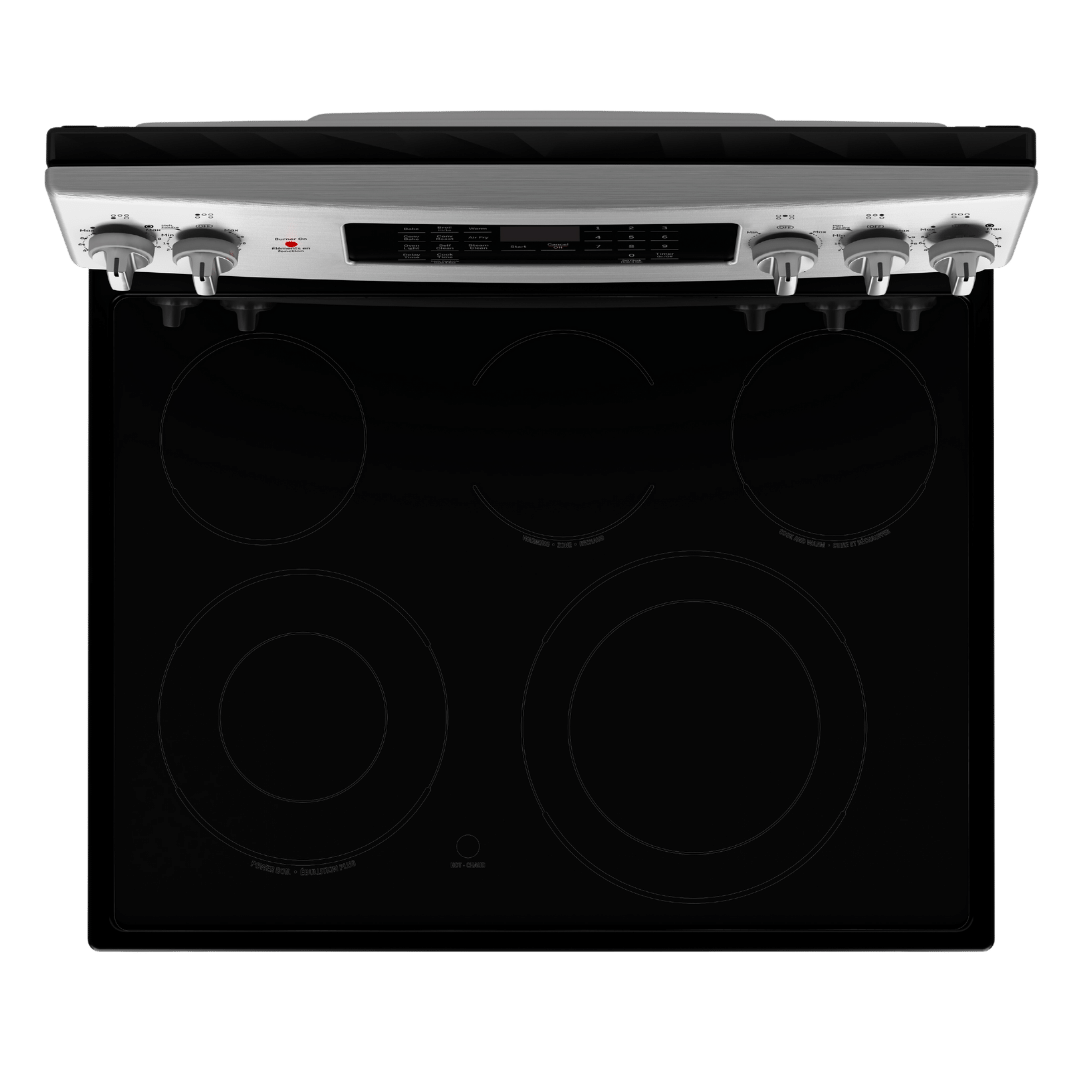 Cuisinière électrique à convection véritable 30″ GE avec four de 5 pi³ acier inoxydable (déballée)