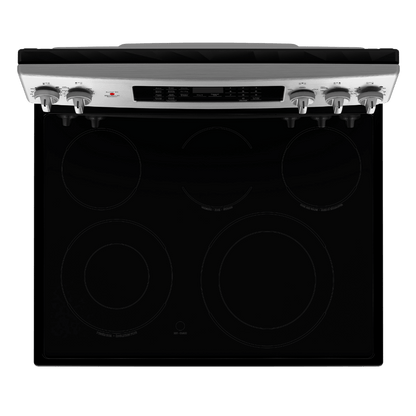 Cuisinière électrique à convection véritable 30″ GE avec four de 5 pi³ acier inoxydable (déballée)