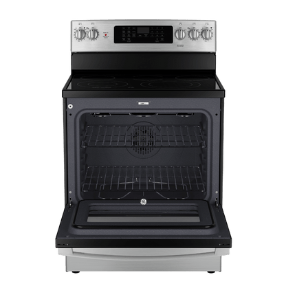 Cuisinière électrique à convection véritable 30″ GE avec four de 5 pi³ acier inoxydable (déballée)