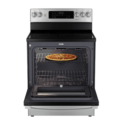 Cuisinière électrique à convection véritable 30″ GE avec four de 5 pi³ acier inoxydable (déballée)