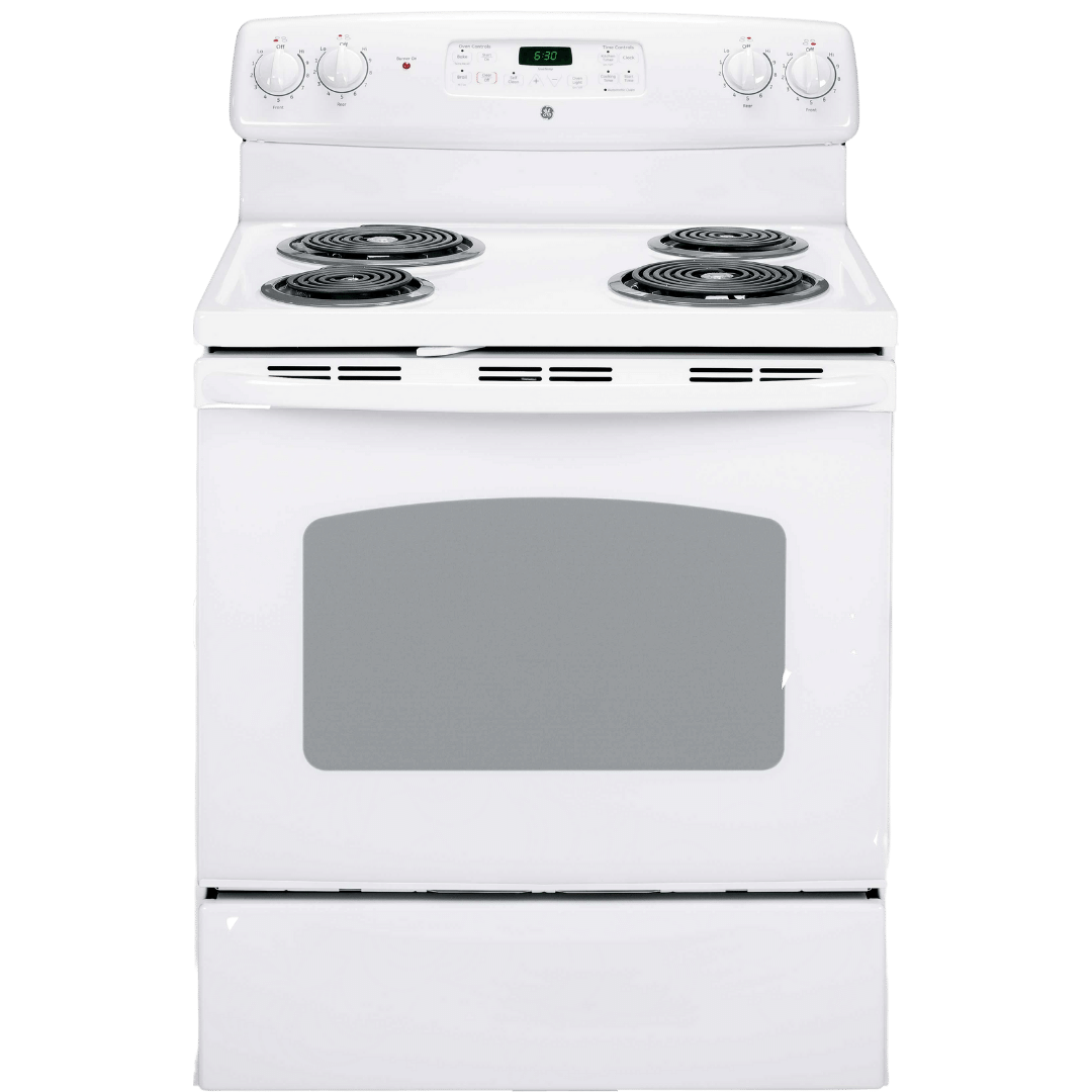 Cuisinière électrique 30″ GE avec four autonettoyant de 5 pi³ blanche (déballée)