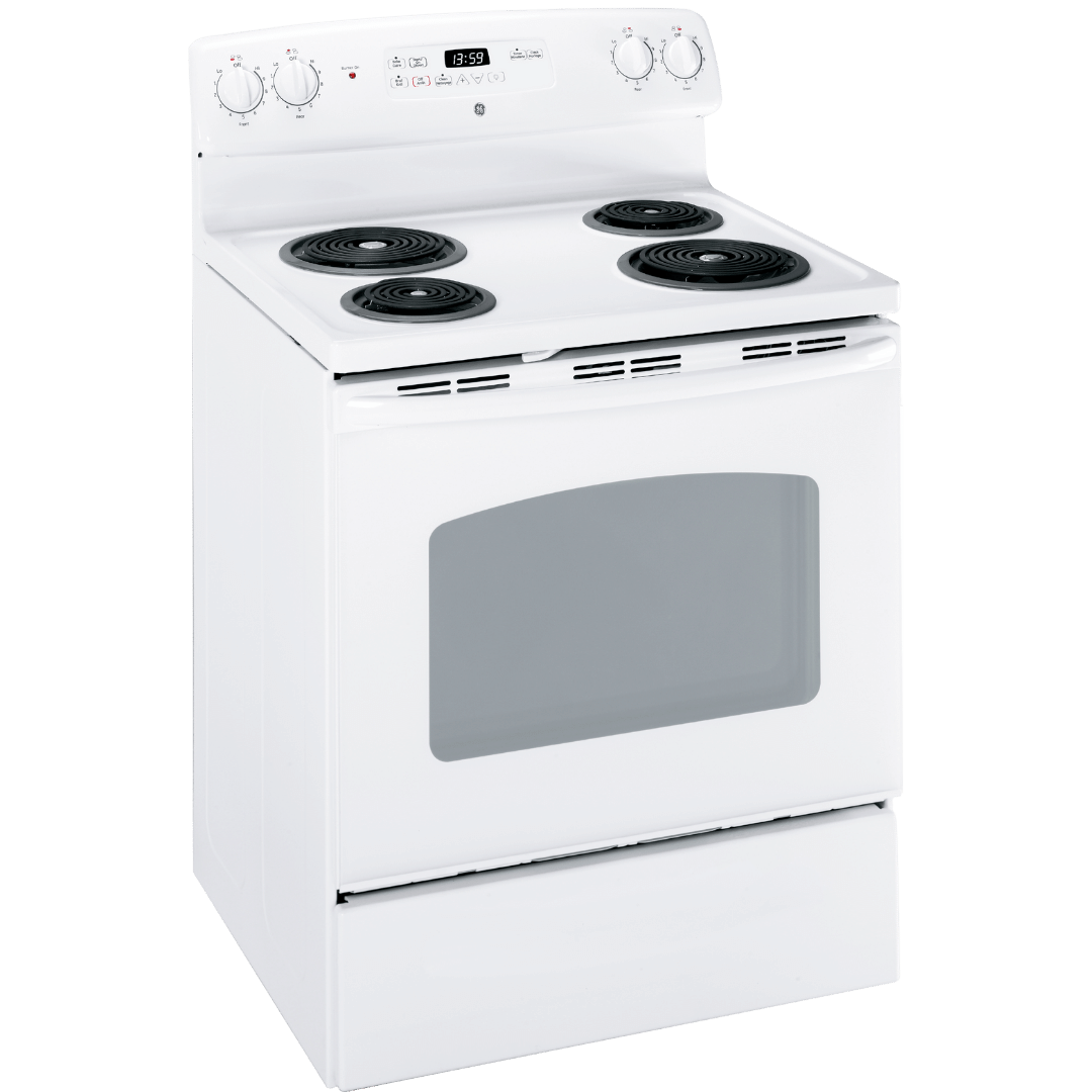 Cuisinière électrique 30″ GE avec four autonettoyant de 5 pi³ blanche (déballée)