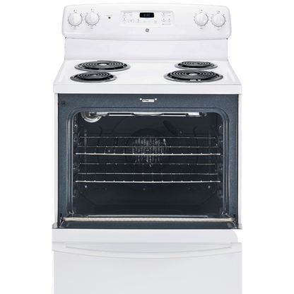 Cuisinière électrique 30″ GE avec four autonettoyant de 5 pi³ blanche (déballée)