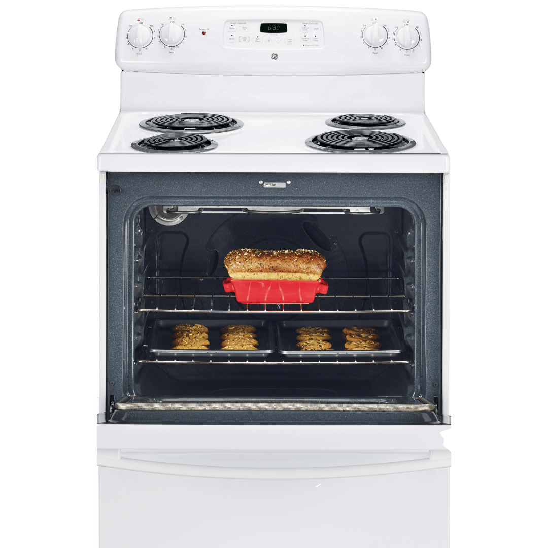 Cuisinière électrique 30″ GE avec four autonettoyant de 5 pi³ blanche (déballée)