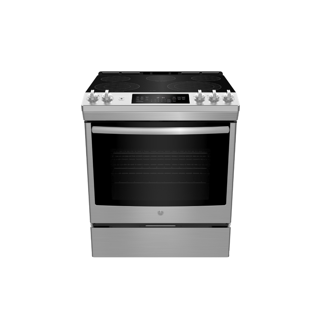 Cuisinière électrique encastrée à convection véritable 30″ GE avec four de 5,3 pi³ inox (déballée)