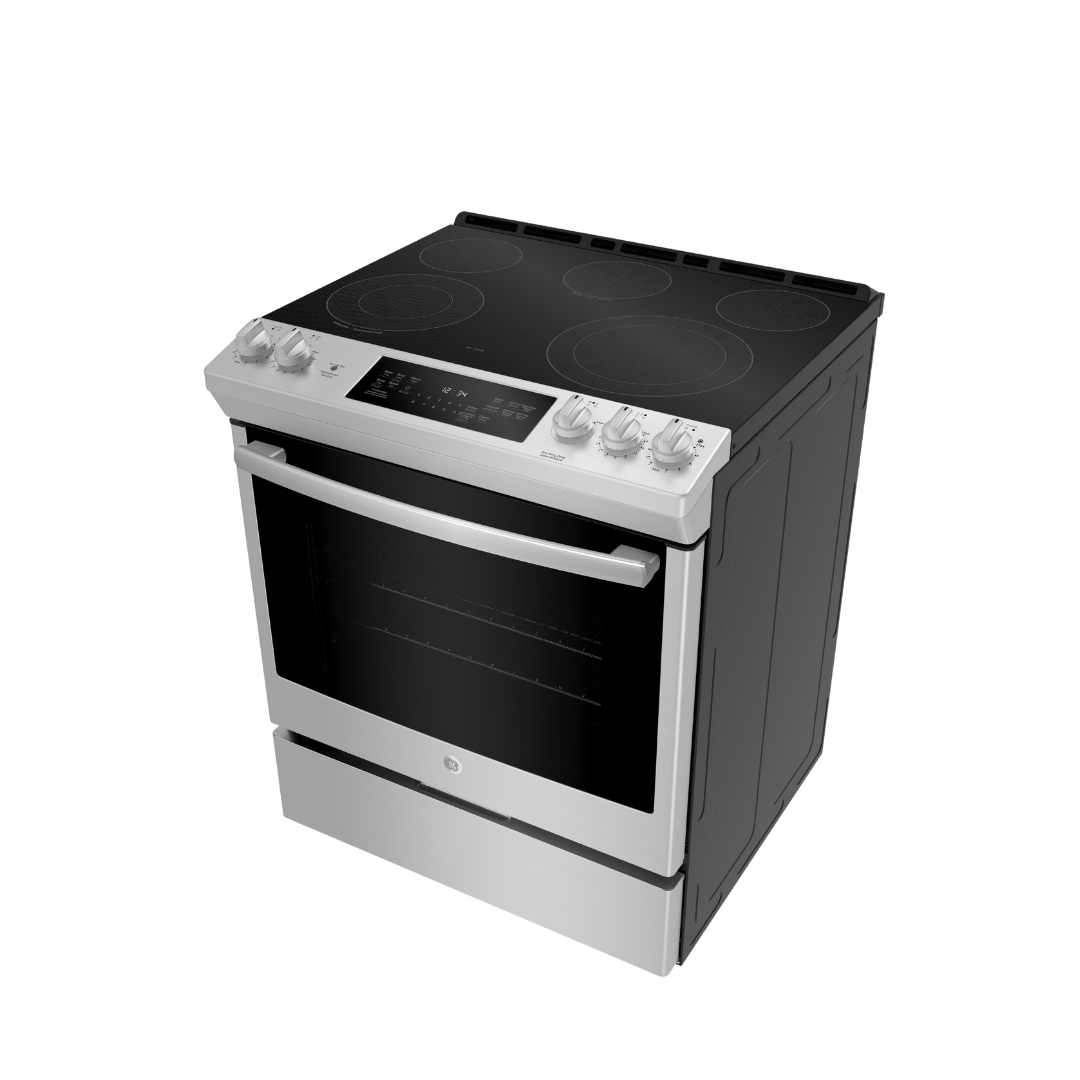 Cuisinière électrique encastrée à convection véritable 30″ GE avec four de 5,3 pi³ inox (déballée)