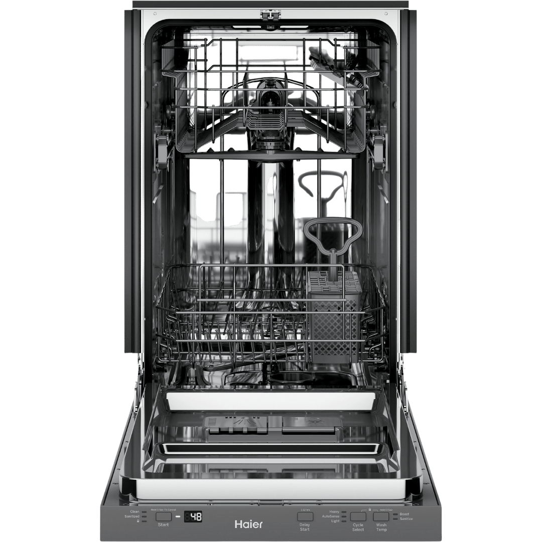 Lave-vaisselle encastré 18″ HAIER de 47 dB avec cuve en acier inoxydable (déballé)